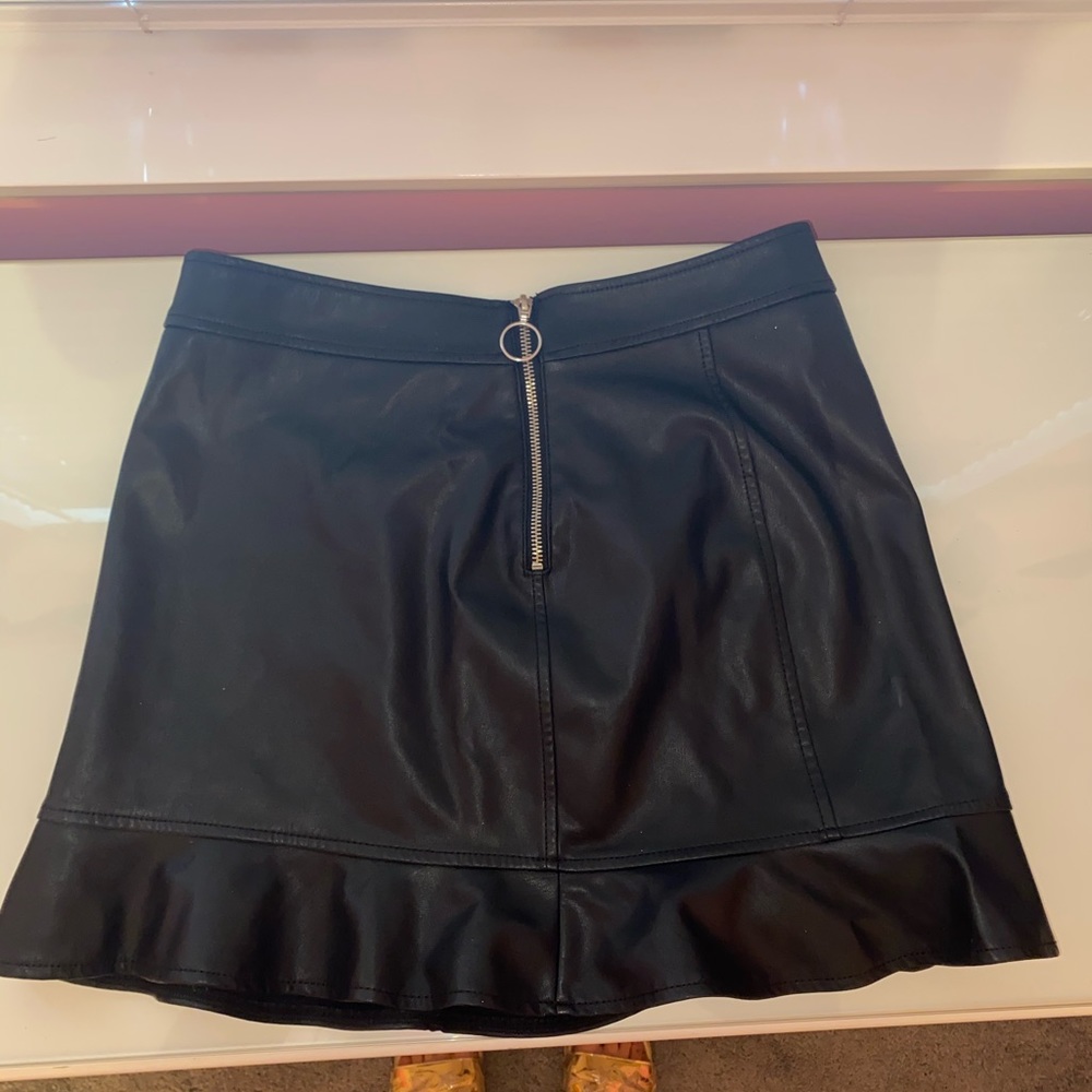 Black faux leather skirt
